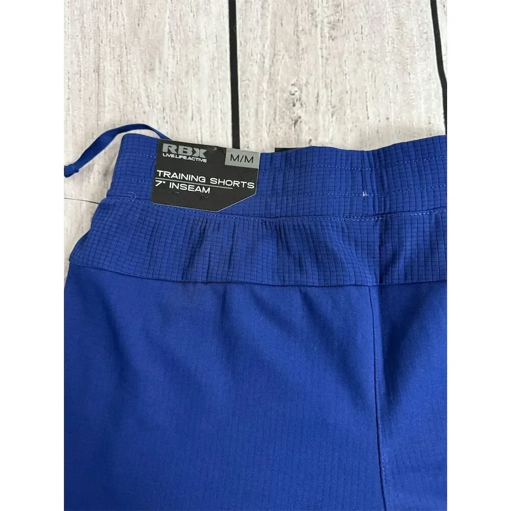 RBX Active Men's Training Shorts Blue Size M Elastic Waist Zipper Pocket - Picture 5 of 5